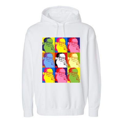 Funny Pop Art Poster Style Santa Christmas Gift Garment-Dyed Fleece Hoodie