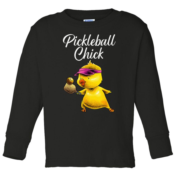 Funny Pickleball Art For Women Girl Paddle Sport Chick Lover Toddler Long Sleeve Shirt