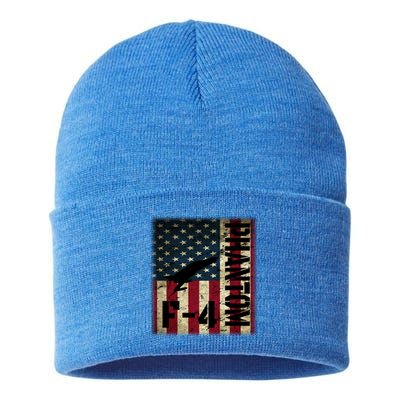 F4 Phantom American Flag Fighter Jet Pilot Patriotic Dad Cute Gift Sustainable Knit Beanie