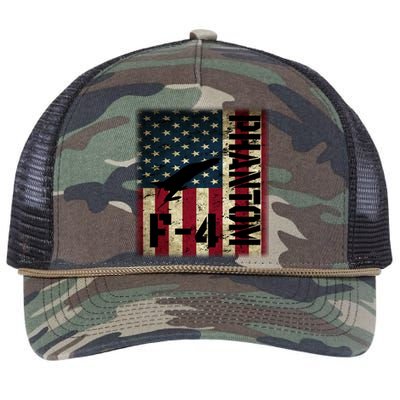 F4 Phantom American Flag Fighter Jet Pilot Patriotic Dad Cute Gift Retro Rope Trucker Hat Cap