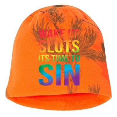 Funny Pride Adult Wake Up Sluts ItS Time To Sin Lgbtq Kati - Camo Knit Beanie