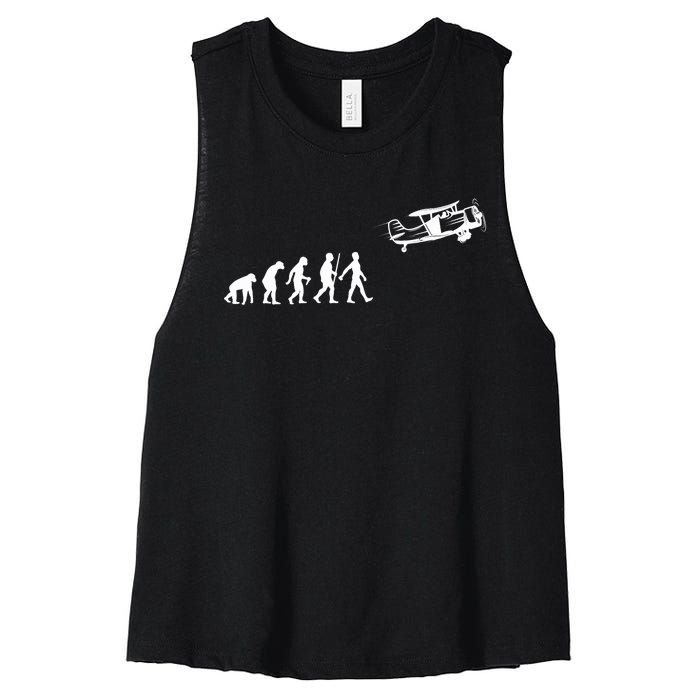 Funny Pilot Art For Airplane Pilot Aviation Lovers Women's Racerback Cropped Tank