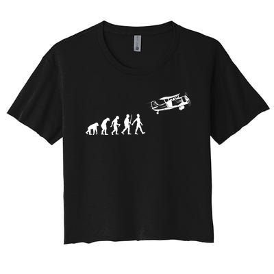 Funny Pilot Art For Airplane Pilot Aviation Lovers Women's Crop Top Tee