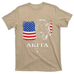 Funny Proud Akita Dad American Flag Patriotic Dog Gift T-Shirt