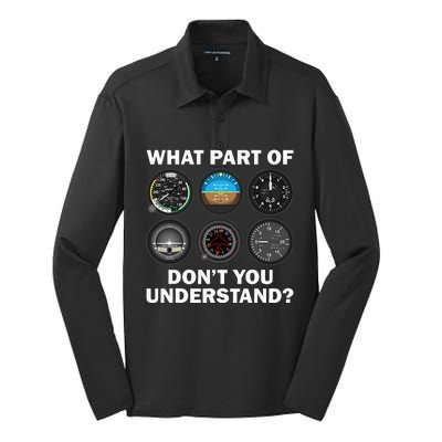 Funny Pilot Art Men Women Aviation Airline Pilot Instruments Silk Touch Performance Long Sleeve Polo