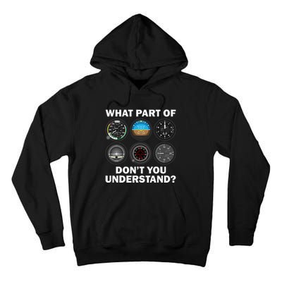 Funny Pilot Art Men Women Aviation Airline Pilot Instruments Tall Hoodie