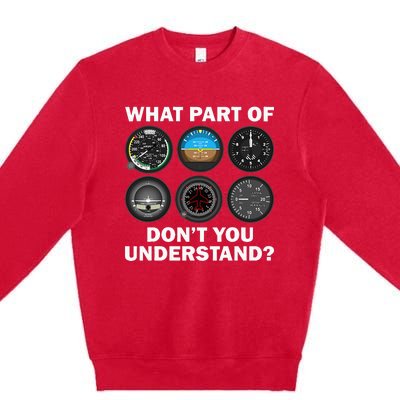 Funny Pilot Art Men Women Aviation Airline Pilot Instruments Premium Crewneck Sweatshirt