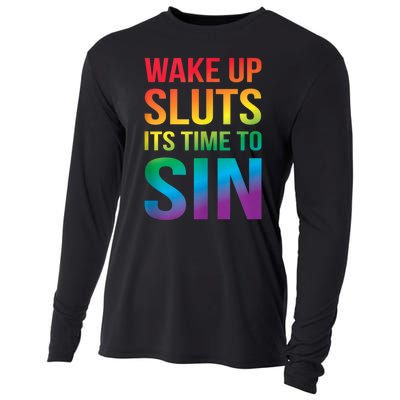 Funny Pride Adult Wake Up Sluts Time To Sin LGBTQ Cooling Performance Long Sleeve Crew