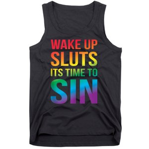 Funny Pride Adult Wake Up Sluts Time To Sin LGBTQ Tank Top