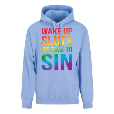 Funny Pride Adult Wake Up Sluts Time To Sin LGBTQ Unisex Surf Hoodie