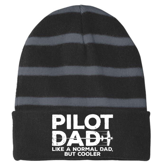 Funny Pilot Art For Dad Men Aviation Airplane Aircraft Pilot Striped Beanie with Solid Band