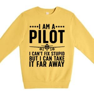 Funny Pilot Art For Men Women Aircraft Themed Airplane Pilot Premium Crewneck Sweatshirt