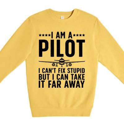 Funny Pilot Art For Men Women Aircraft Themed Airplane Pilot Premium Crewneck Sweatshirt