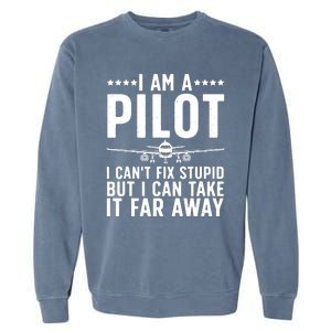 Funny Pilot Art For Men Women Aircraft Themed Airplane Pilot Garment-Dyed Sweatshirt