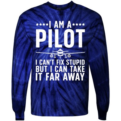 Funny Pilot Art For Men Women Aircraft Themed Airplane Pilot Tie-Dye Long Sleeve Shirt