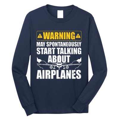 Funny Pilot Art For Men Women Aviation Pilot Airplane Lovers Long Sleeve Shirt