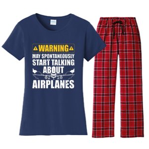 Funny Pilot Art For Men Women Aviation Pilot Airplane Lovers Women's Flannel Pajama Set