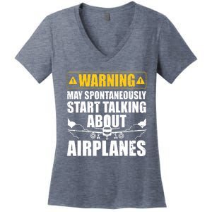 Funny Pilot Art For Men Women Aviation Pilot Airplane Lovers Women's V-Neck T-Shirt