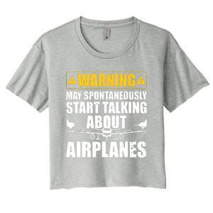 Funny Pilot Art For Men Women Aviation Pilot Airplane Lovers Women's Crop Top Tee