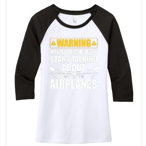 Funny Pilot Art For Men Women Aviation Pilot Airplane Lovers Women's Tri-Blend 3/4-Sleeve Raglan Shirt