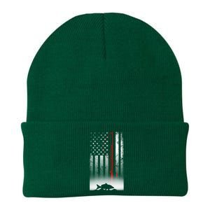 Fishing Pole American Flag Gift For Patriotic Fisherman Knit Cap Winter Beanie