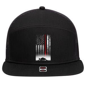 Fishing Pole American Flag Gift For Patriotic Fisherman 7 Panel Mesh Trucker Snapback Hat