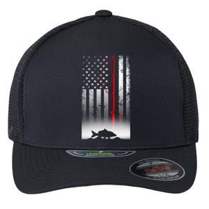 Fishing Pole American Flag Gift For Patriotic Fisherman Flexfit Unipanel Trucker Cap