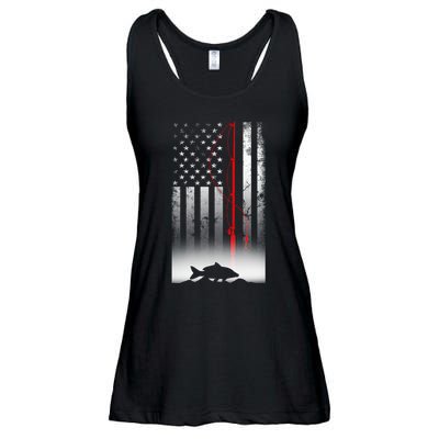 Fishing Pole American Flag Gift For Patriotic Fisherman Ladies Essential Flowy Tank