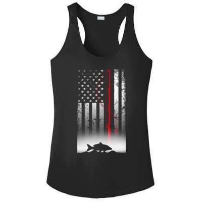 Fishing Pole American Flag Gift For Patriotic Fisherman Ladies PosiCharge Competitor Racerback Tank