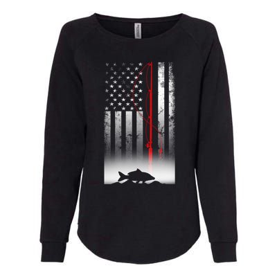 Fishing Pole American Flag Gift For Patriotic Fisherman Womens California Wash Sweatshirt