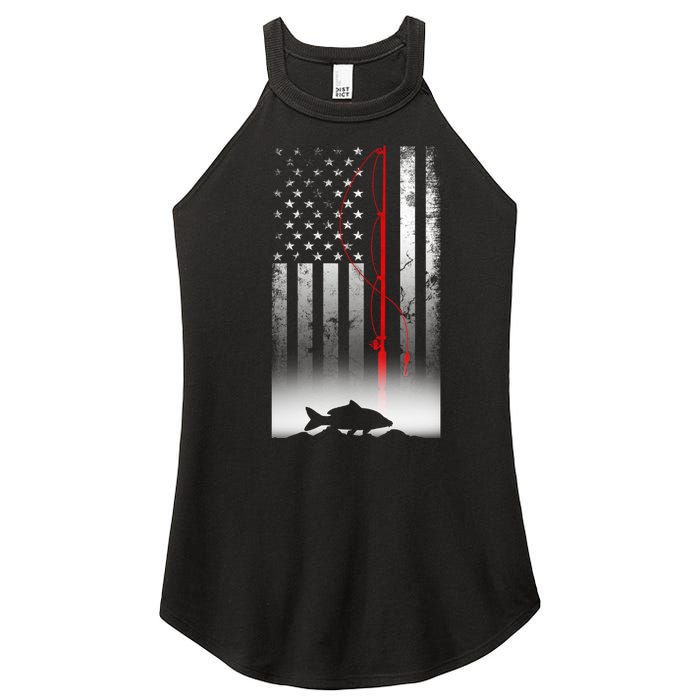 Fishing Pole American Flag Gift For Patriotic Fisherman Women’s Perfect Tri Rocker Tank