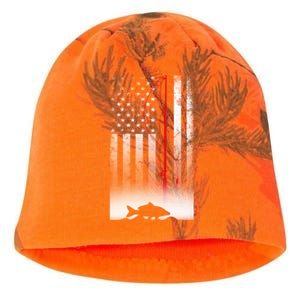 Fishing Pole American Flag Gift For Patriotic Fisherman Kati - Camo Knit Beanie