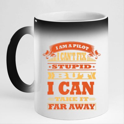 Funny Pilot Art For Men Women Vintage Pilot 11oz Black Color Changing Mug