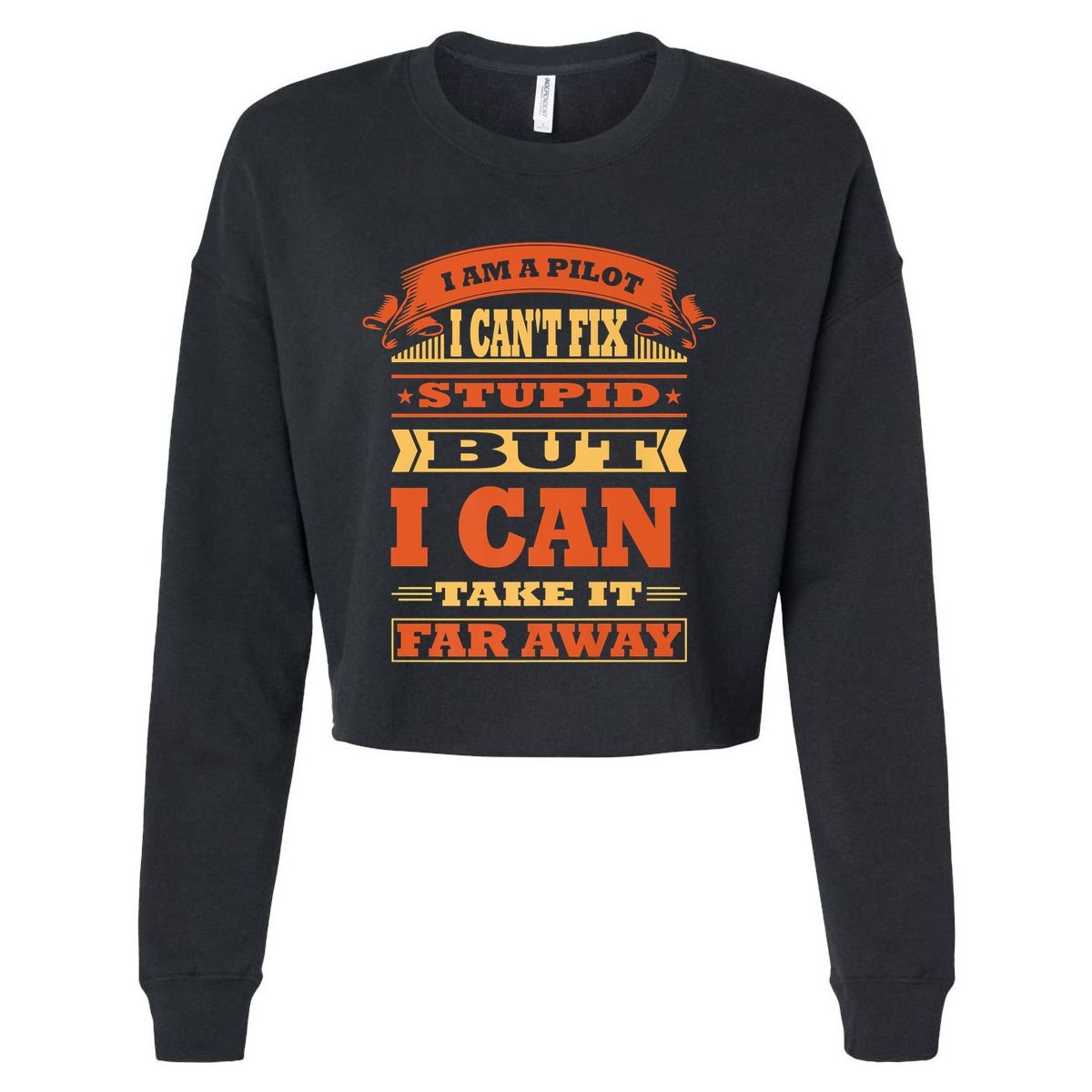 Funny Pilot Art For Men Women Vintage Pilot Cropped Pullover Crew