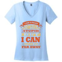 Funny Pilot Art For Men Women Vintage Pilot Women's V-Neck T-Shirt