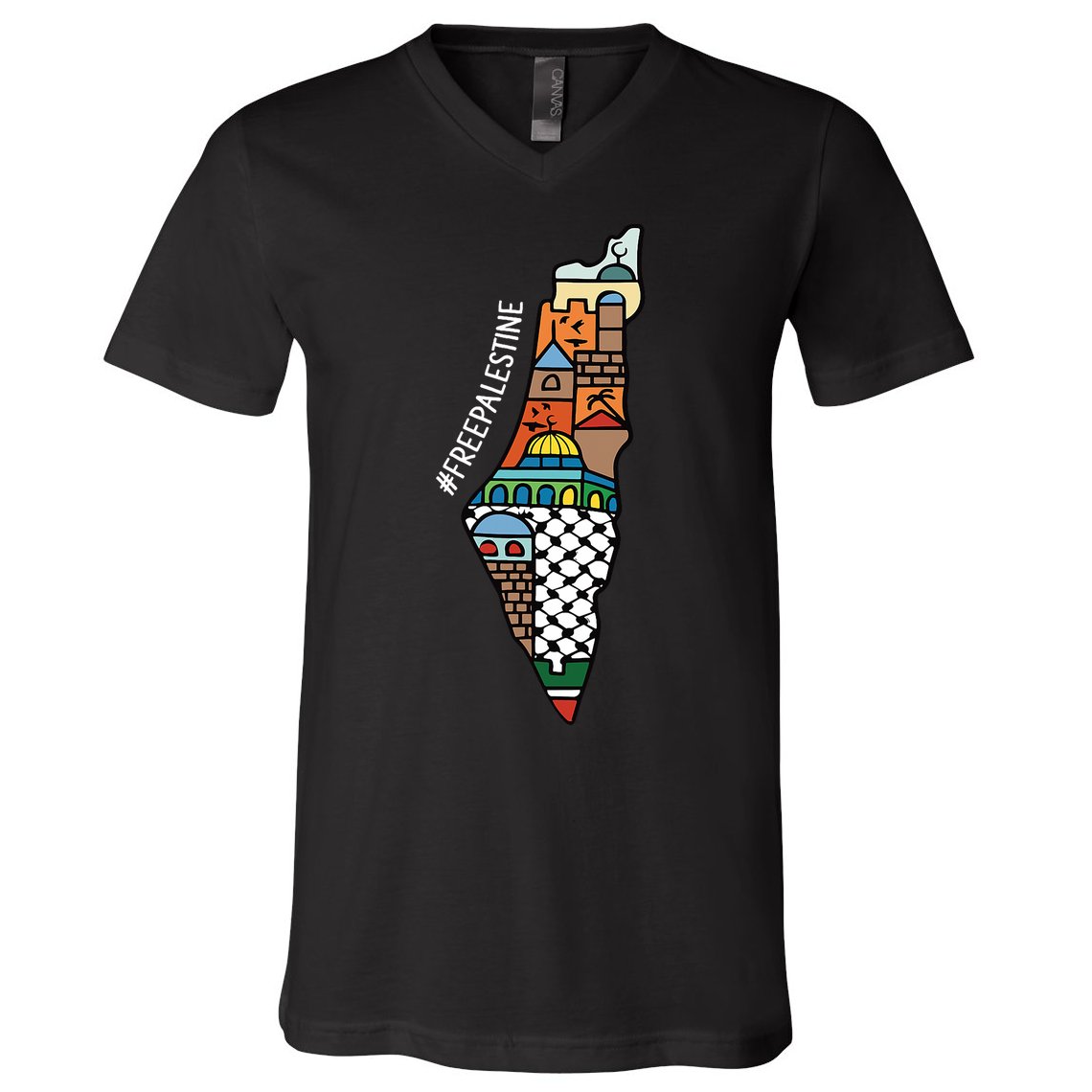 Free Palestine Activist Peace Sign World Peace Palestine V-Neck T-Shirt