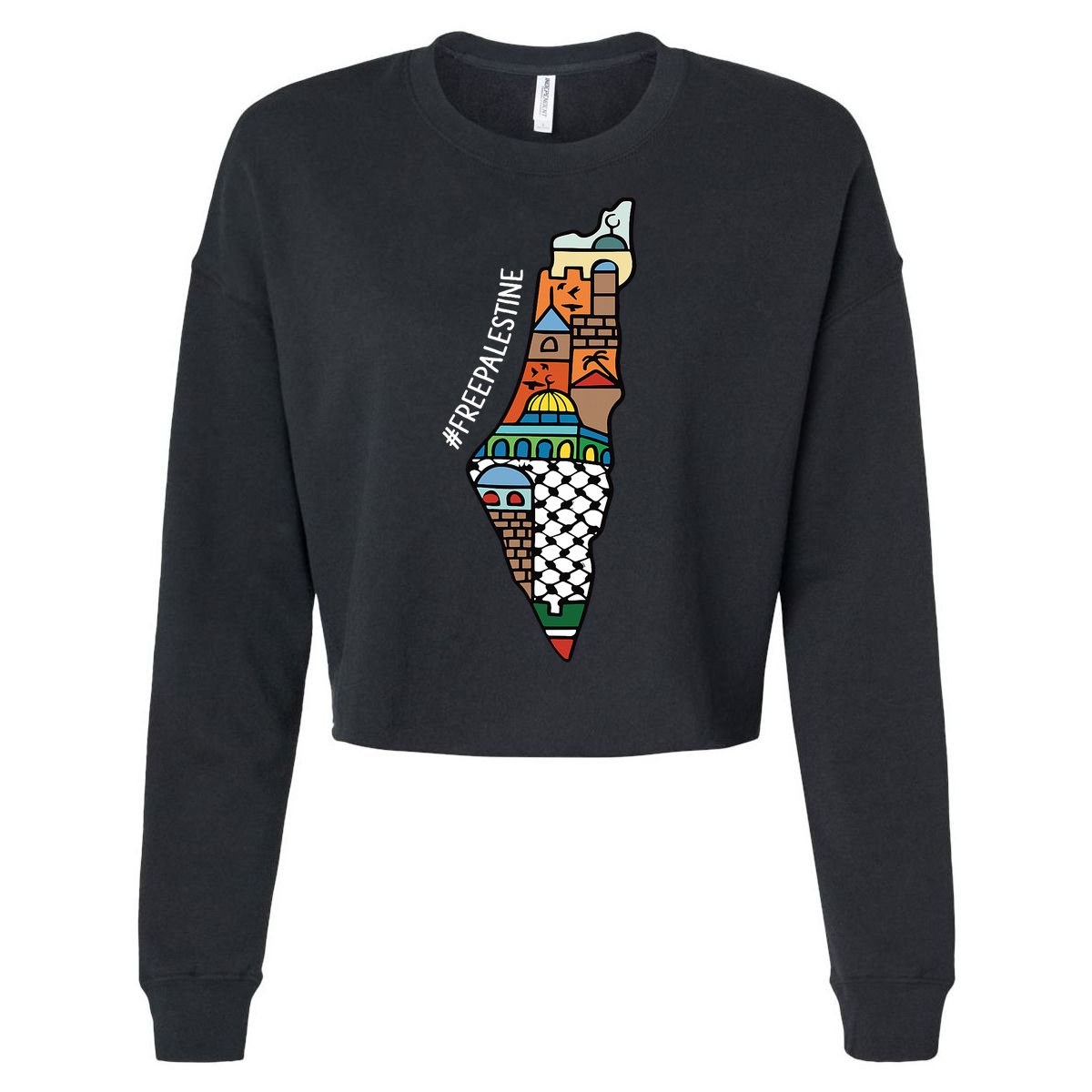 Free Palestine Activist Peace Sign World Peace Palestine Cropped Pullover Crew
