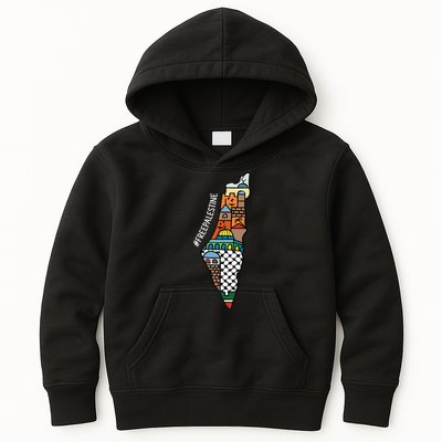Free Palestine Activist Peace Sign World Peace Palestine Kids Hoodie