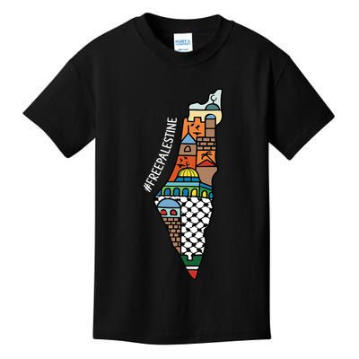 Free Palestine Activist Peace Sign World Peace Palestine Kids T-Shirt