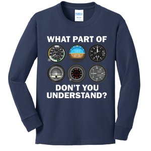 Funny Pilot Art Men Women Aviation Airline Pilot Instruments Kids Long Sleeve Shirt