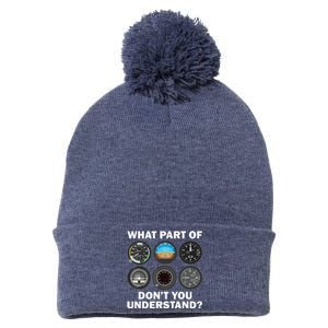 Funny Pilot Art Men Women Aviation Airline Pilot Instruments Pom Pom 12in Knit Beanie