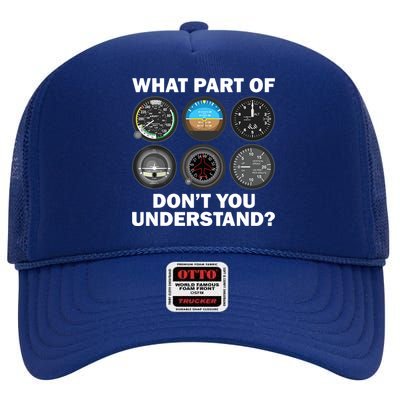 Funny Pilot Art Men Women Aviation Airline Pilot Instruments High Crown Mesh Back Trucker Hat