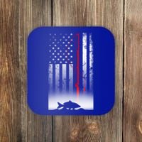 Fishing Pole American Flag Gift For Patriotic Fisher Funny Gift Coaster