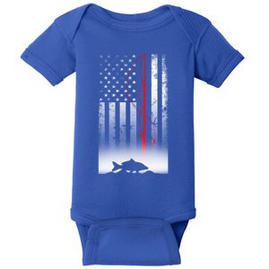 Fishing Pole American Flag Gift For Patriotic Fisher Funny Gift Baby Bodysuit