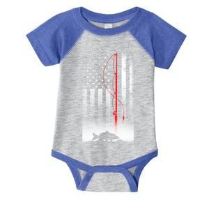 Fishing Pole American Flag Gift For Patriotic Fisher Funny Gift Infant Baby Jersey Bodysuit