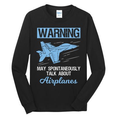 Funny Pilot Aviation Jet Fighter Aeroplane Plane Tall Long Sleeve T-Shirt