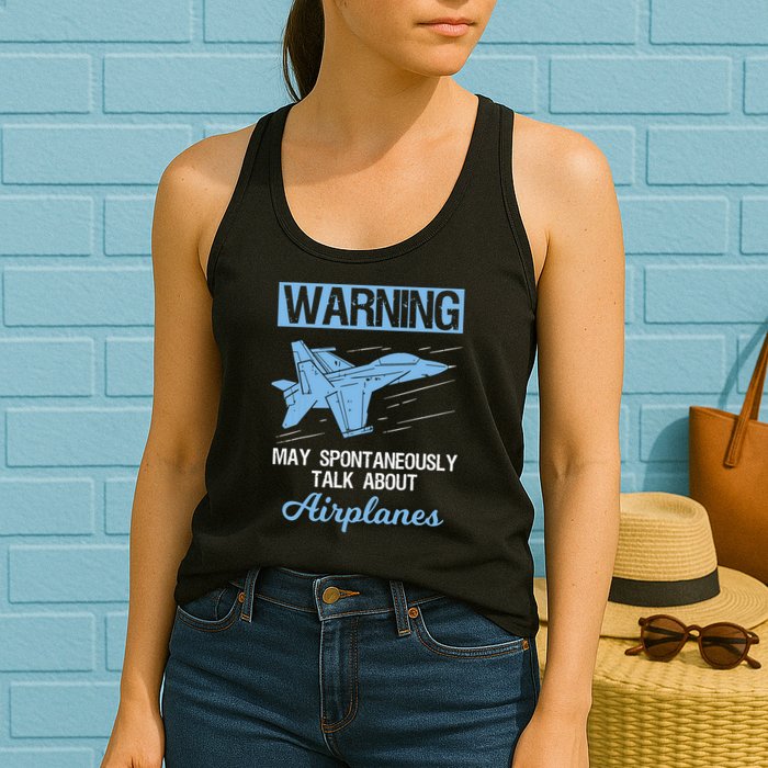 Funny Pilot Aviation Jet Fighter Aeroplane Plane Womens Tank Top