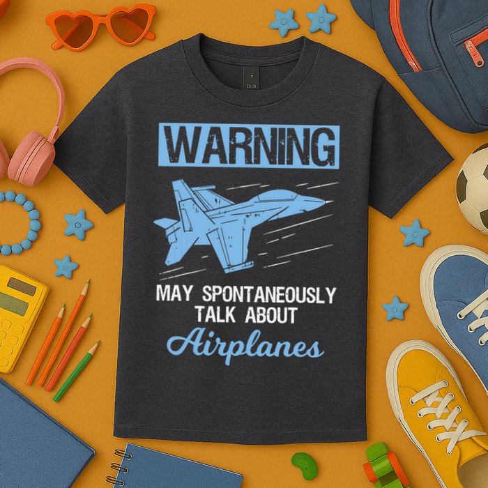 Funny Pilot Aviation Jet Fighter Aeroplane Plane Kids T-Shirt