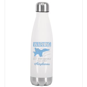 Funny Pilot Aviation Jet Fighter Aeroplane Plane Stainless Steel Insulated Water Bottle