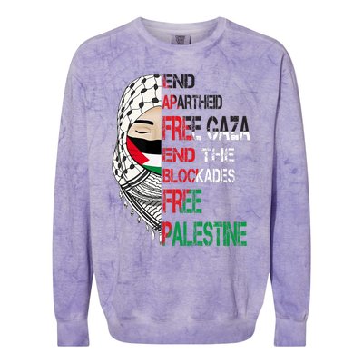 Free Palestine Arabic Palestine Gaza Jerusalem Support Flag Colorblast Crewneck Sweatshirt